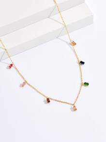 Vòng cổ hình chữ nhật Rhinestone Charm - Nhiều màu - Xem 1