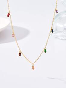 Vòng cổ hình chữ nhật Rhinestone Charm - Nhiều màu - Xem 2