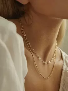 Nooxian 2pcs Minimalist Chain Necklace