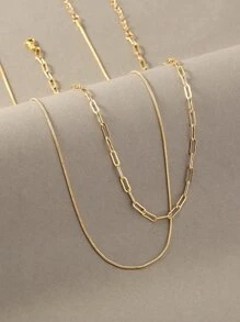 Nooxian 2pcs Minimalist Chain Necklace