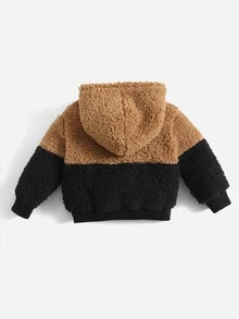 SHEIN Baby Girl Two Tone Teddy Sweatshirt - Camel - View 2