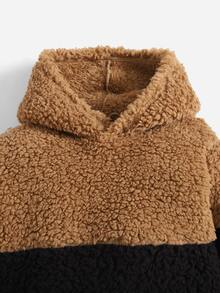 SHEIN Baby Girl Two Tone Teddy Sweatshirt - Camel - View 3