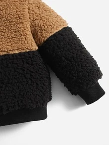 SHEIN Baby Girl Two Tone Teddy Sweatshirt - Camel - View 4