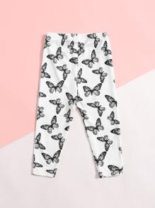 SHEIN 嬰兒滿版蝴蝶圖案緊身打底褲 - 黑與白 - 查看 2