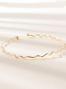 Ball Decor Wavy Design Cuff Choker - Yellow Gold - View 2