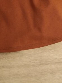 SHEIN Đứa bé gái Chi tiết xếp li Đầm - Màu Cam cháy - Xem 3