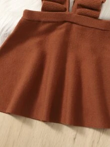 SHEIN Bebé Vestido de punto ribete con fruncido de tira - Óxido marrón - Ver 4