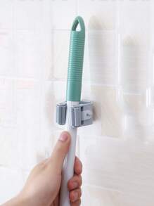 11lbs Max Weight Broom Hanger Storage Rack - Keep Your Bathroom Organized with Seamless Mop Hooks - Grey - View 1