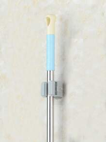 11lbs Max Weight Broom Hanger Storage Rack - Keep Your Bathroom Organized with Seamless Mop Hooks - Grey - View 2