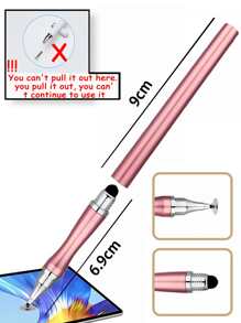 1pc 2 In 1 Touch Screen Stylus Pen - Pink - View 5