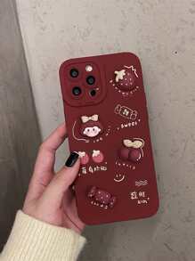 Strawberry Decor Phone Case Compatible With IPhone 11,IPhone 13,IPhone 14 Pro Max - Burgundy - View 2