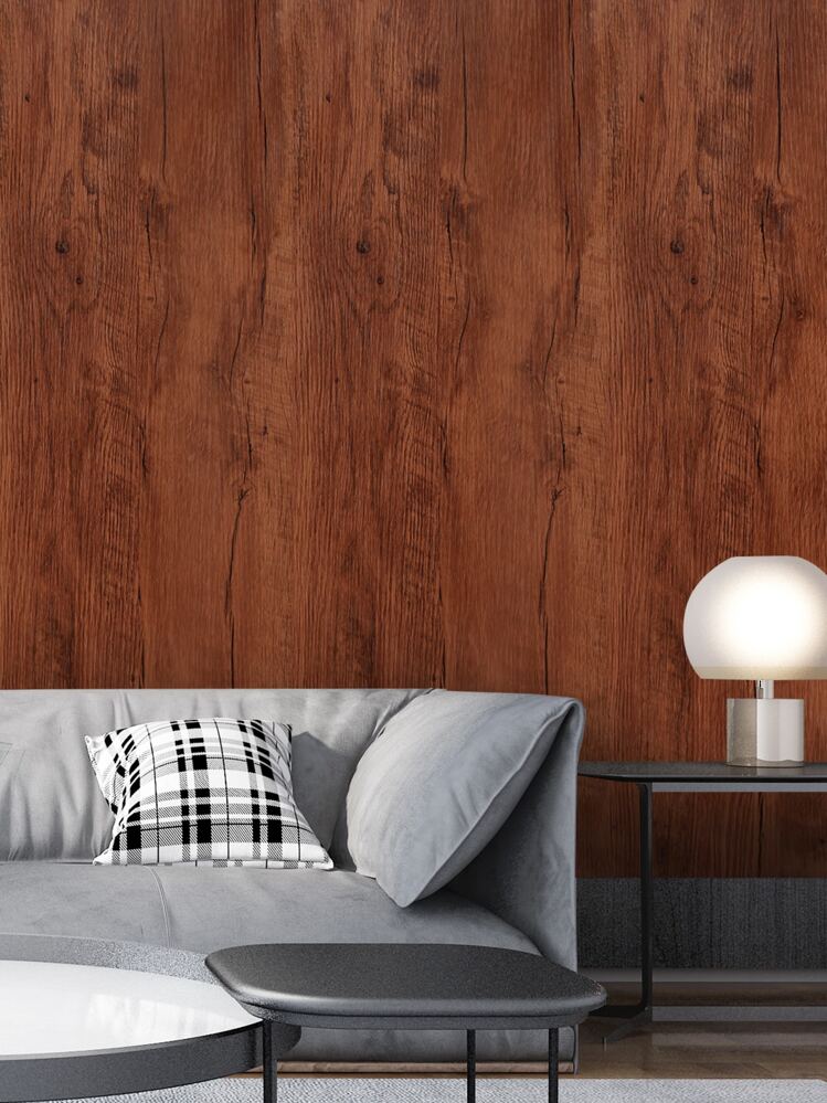 1 גליל נייר קיר בתבנית עץ - חום - ראה 2