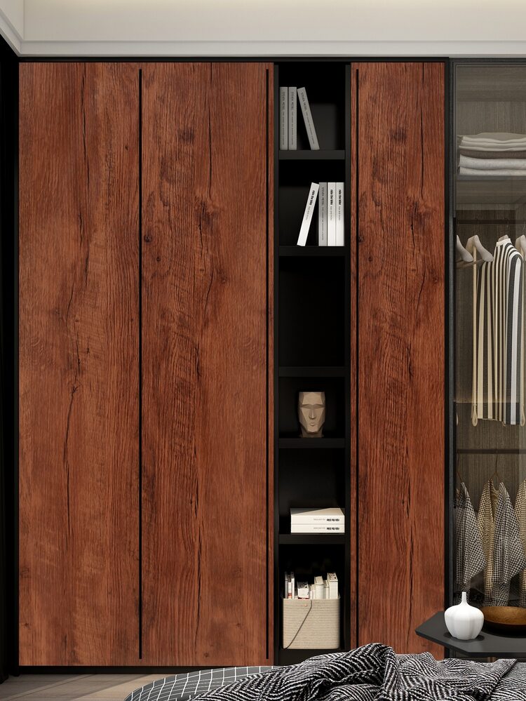 1 גליל נייר קיר בתבנית עץ - חום - ראה 6