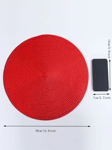 1入組編織設計圓形餐墊 - 紅色 - 查看 4