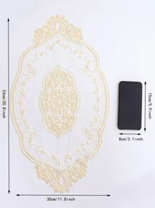 1 pièce Napperon à détail de fleur en dentelle - Beige - Voir 3