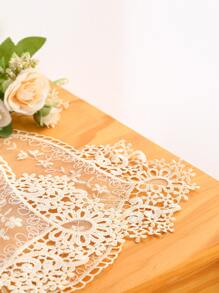 1 pièce Napperon à détail de fleur en dentelle - Beige - Voir 6