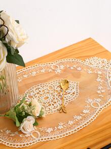 1 pièce Napperon à détail de fleur en dentelle - Beige - Voir 8