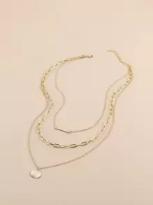 1pc Fashion Multilayer Gold-Color Alloy Necklace For Women - Yellow Gold - View 2