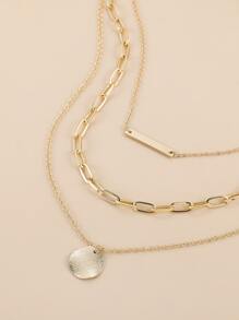 1pc Fashion Multilayer Gold-Color Alloy Necklace For Women - Yellow Gold - View 4