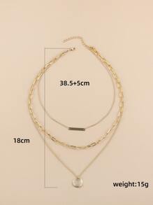 1pc Fashion Multilayer Gold-Color Alloy Necklace For Women - Yellow Gold - View 6