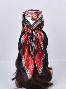 Paisley Print Bandana - Red - View 1