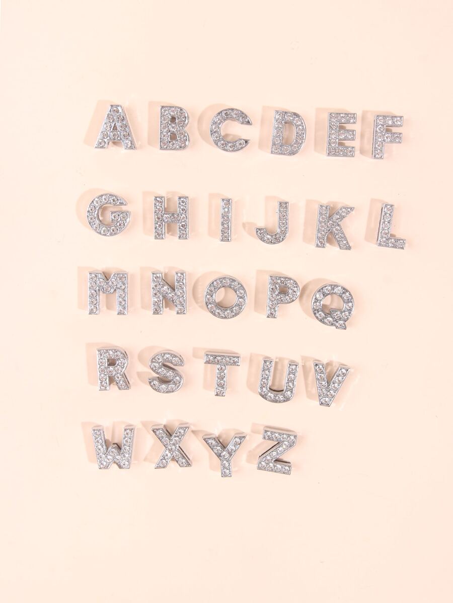 1 pieza Collar para mascota con diseño de diamante de imitación con letra para - Plateado - Ver 1