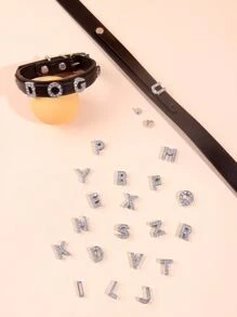 1 pieza Collar para mascota con diseño de diamante de imitación con letra para - Plateado - Ver 2