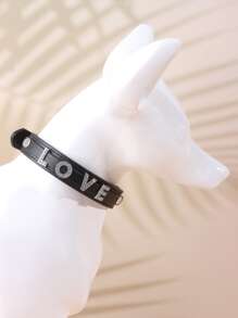 1 pieza Collar para mascota con diseño de diamante de imitación con letra para - Plateado - Ver 5