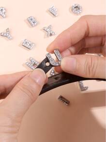 1 pieza Collar para mascota con diseño de diamante de imitación con letra para - Plateado - Ver 6