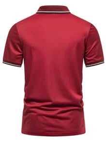 Manfinity Homme Men Contrast Trim Polo Shirt - Burgundy - View 2