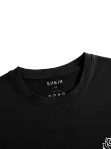 Men Floral Print Tee - Black - View 3