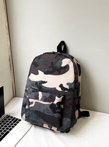 1 件经典男士背包书包储物背包休闲背包旅行背包大容量便携式拉链日常通勤包旅行度假工作购物户外礼物送给朋友纯色尼龙迷彩印花时尚休闲学生男士旅行配件 - 彩色 - 查看 2