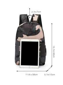 1 件经典男士背包书包储物背包休闲背包旅行背包大容量便携式拉链日常通勤包旅行度假工作购物户外礼物送给朋友纯色尼龙迷彩印花时尚休闲学生男士旅行配件 - 彩色 - 查看 3