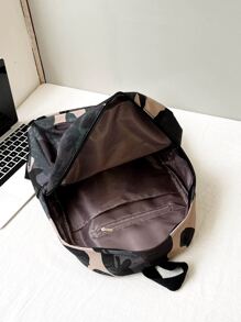 1 件经典男士背包书包储物背包休闲背包旅行背包大容量便携式拉链日常通勤包旅行度假工作购物户外礼物送给朋友纯色尼龙迷彩印花时尚休闲学生男士旅行配件 - 彩色 - 查看 5