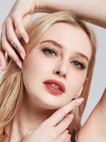 1張珍珠面部紋身貼紙 - 白色 - 查看 3