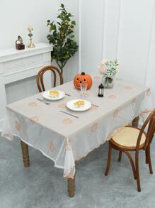 1pc Halloween Pumpkin Design Tablecloth - White - View 1