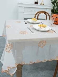 1pc Halloween Pumpkin Design Tablecloth - White - View 4