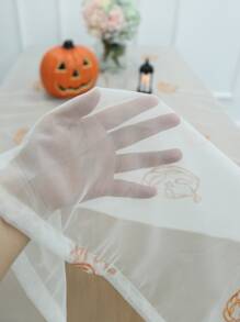 1pc Halloween Pumpkin Design Tablecloth - White - View 6