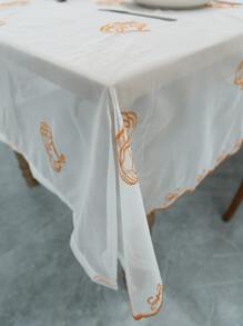 1pc Halloween Pumpkin Design Tablecloth - White - View 7