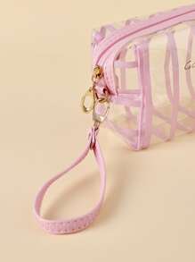 1pc Letter Graphic Square Makeup Bag - Pink - View 3