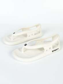 字母圖案鏤空人字拖 - 白色 - 查看 2