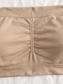 Snug Zone 素色褶邊抹胸無鋼圈內衣 - 杏色 - 查看 4