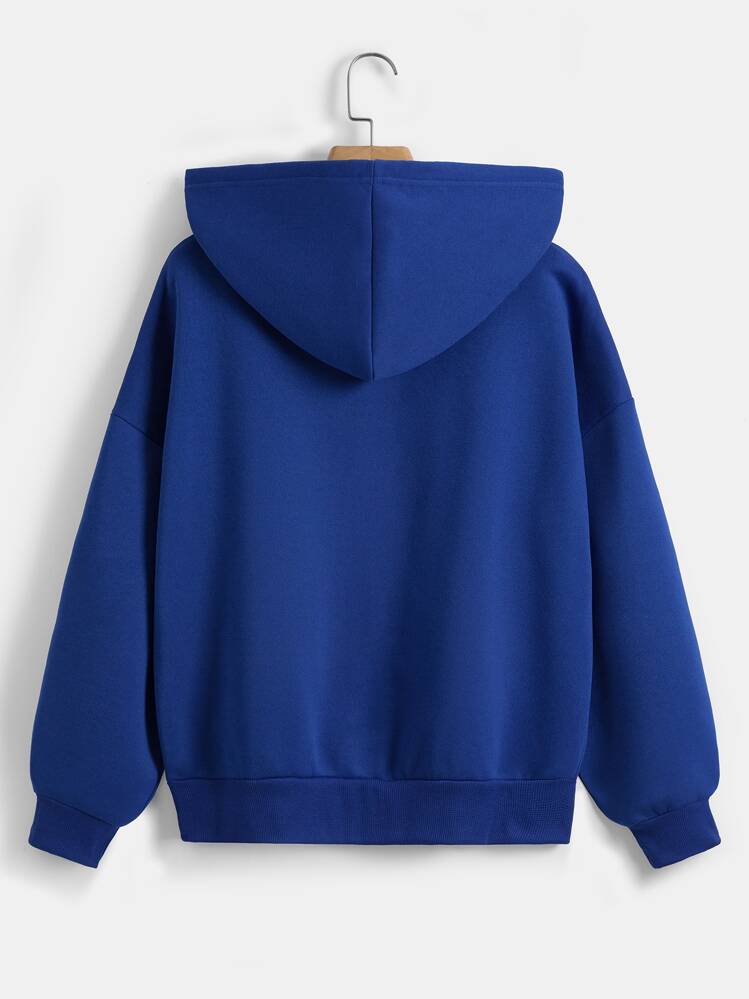 INAWLY Zip Up Drop Shoulder Drawstring Thermal Lined Hoodie,Ladies Spring/Fall Casual Drawstring,Pocket,Zipper Long Sleeve Hooded Oversized Regular Royal Blue Drop Shoulder Zip Up Women Hoodies,Long Sleeve Tops Graduation,Back To School Outfits,Graduation,Teacher Outfits For Women,Back To School Pullover - Royal Blue - View 2