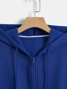 INAWLY Áo hoodie có dây rút thả vai có lót nhiệt, thời trang xuân/thu cho nữ, túi, áo hoodie dài tay có dây kéo cỡ lớn màu xanh hoàng gia thông thường, áo hoodie thả vai có dây rút thả tay cho nữ, áo dài tay - Xanh đậm - Xem 4