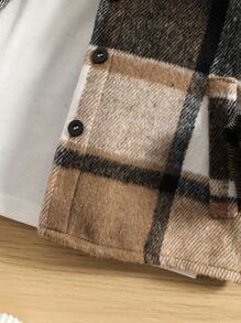 SHEIN Toddler Boy Jackets Túi Nút phía trước Sọc ca rô Sẵn sàng - Nhiều màu - Xem 3