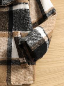 SHEIN Toddler Boy Jackets Túi Nút phía trước Sọc ca rô Sẵn sàng - Nhiều màu - Xem 5