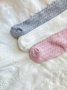 3 双天鹅绒蝴蝶结女童网袜，适合 3-16 岁女童日常穿着 - 彩色 - 查看 3