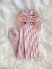 3 双天鹅绒蝴蝶结女童网袜，适合 3-16 岁女童日常穿着 - 彩色 - 查看 5