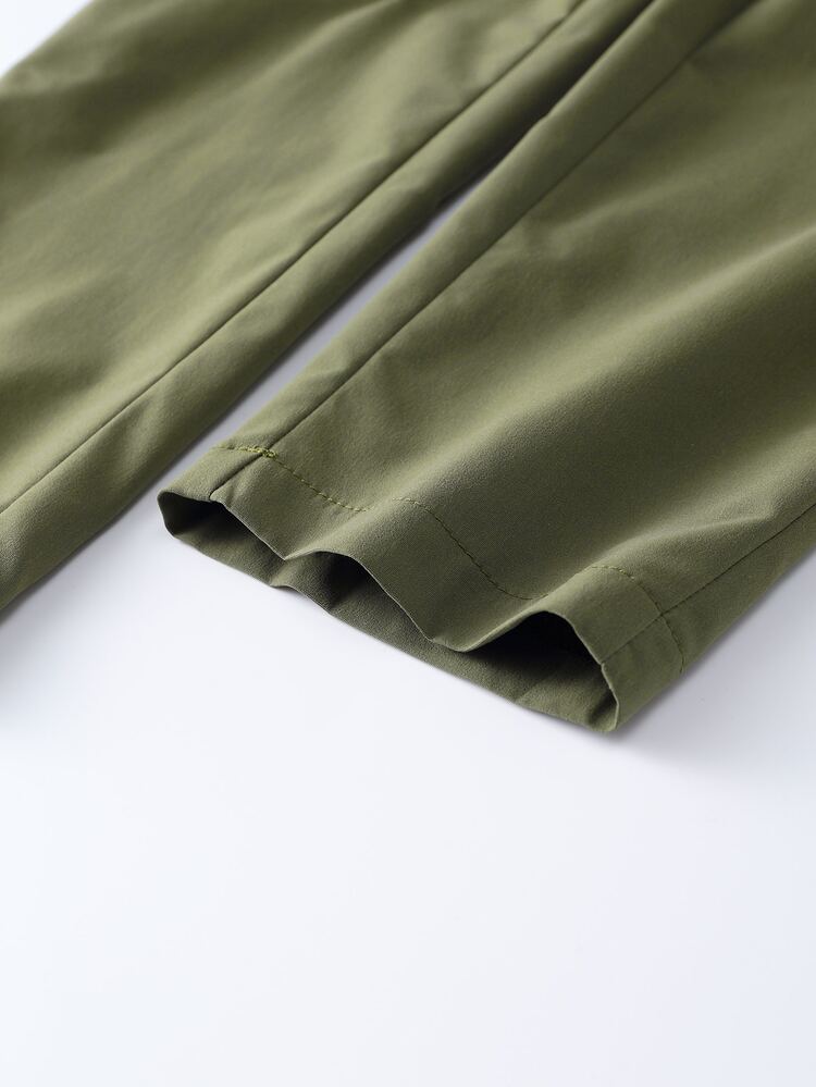 SHEIN 女孩紙袋腰腰帶長褲 - 軍綠色 - 查看 4