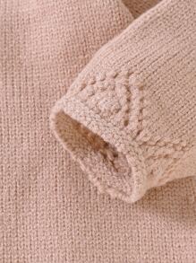 Baby Eyelet Detail Raglan Sleeve Jumper & Hat - Dusty Pink - View 3